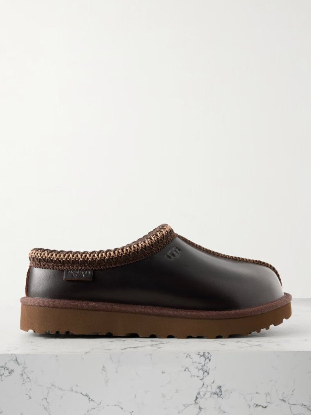 UGG Tasman Regen Embroidered Leather Slippers - Size 11